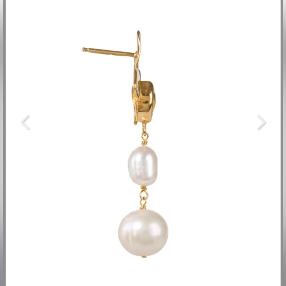 NWT $215 Chan Luu Sylve 18k GP Citrine Flower Pearl Drop Earrings ~ Boho Chic 🌺 - Picture 6 of 6